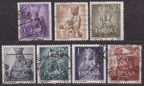 Spanien, Mi-Nr. 1030, 1031, 1032, 1033, 1034, 1035 + 1036 gest., Marianisches Jahr