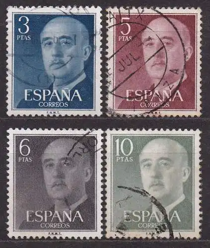 Spanien, Mi-Nr. 1052, 1053, 1054 + 1055 gest., General Franco