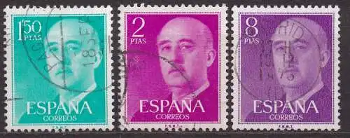 Spanien, Mi-Nr. 1080, 1082 + 1083 gest., General Franco