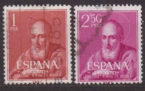 Spanien, Mi-Nr. 1187 - 1188 gest., kompl., Heiligsprechung von Juan de Ribera