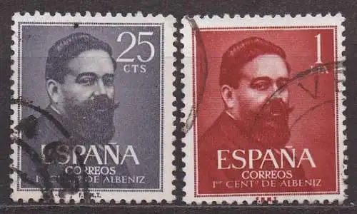 Spanien, Mi-Nr. 1215 - 1216 gest., kompl., 100. Geburtstag von Isaac Albéniz