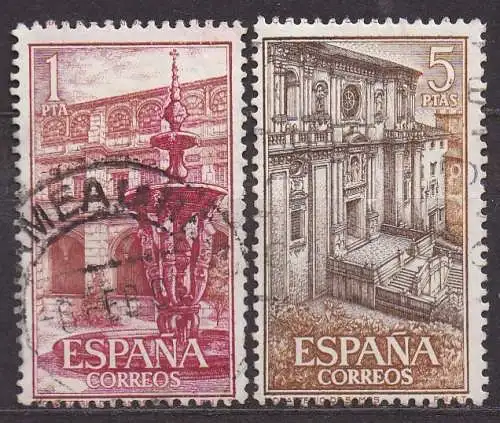 Spanien, Mi-Nr. 1218 + 1219 gest., Kloster von Samos
