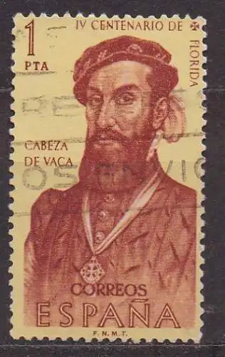 Spanien, Mi-Nr. 1196 gest., Eroberung Amerikas: Cabeza de Vaca