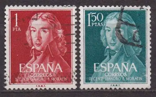 Spanien, Mi-Nr. 1223 - 1224 gest., kompl., 200. Geburtstag von Leandro Fernández de Moratin
