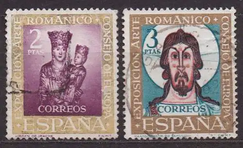 Spanien, Mi-Nr. 1262 + 1263 gest., Ausstellung "Romanische Kunst"