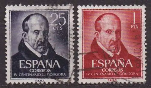 Spanien, Mi-Nr. 1264 - 1265 gest., kompl., 400. Geburtstag von Luis de Góngora y Argote