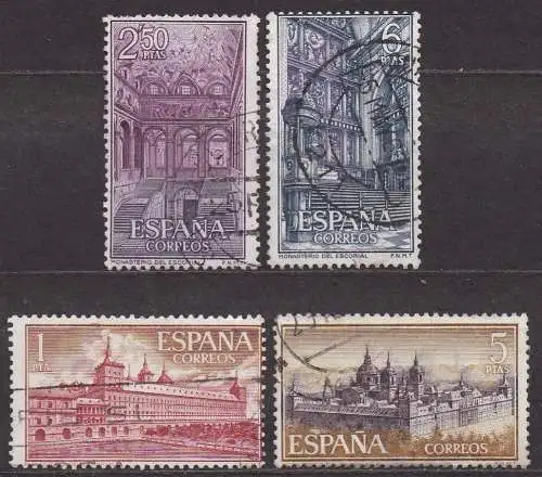 Spanien, Mi-Nr. 1279, 1280, 1281 + 1282 gest., Klöster und Abteien
