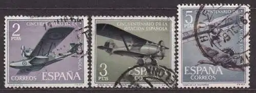 Spanien, Mi-Nr. 1297, 1298 + 1299 gest., 50 Jahre Spanische Luftfahrt