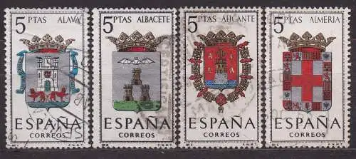 Spanien, Mi-Nr. 1301, 1302, 1303 + 1317 gest., Wappen der Provinzen