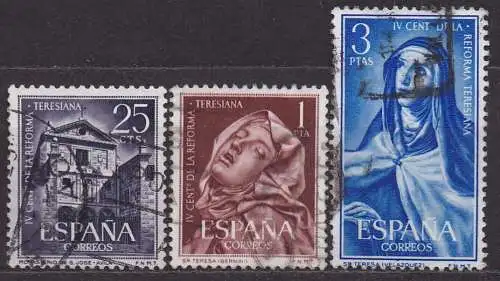 Spanien, Mi-Nr. 1314 - 1316 gest., kompl., 400. Jahrestag der Reformation des Karmeliterordens
