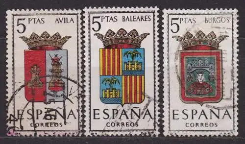 Spanien, Mi-Nr. 1321, 1333 + 1339 gest., Wappen der Provinzen
