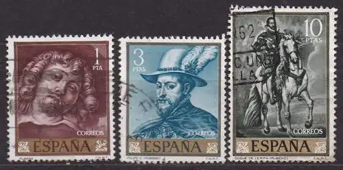 Spanien, Mi-Nr. 1323, 1324 + 1325 gest., Gemälde von Peter Paul Rubens