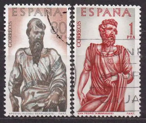 Spanien, Mi-Nr. 1328 + 1329 gest., Holzschnitzereien von Alonso Berruguete