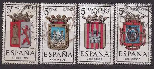 Spanien, Mi-Nr. 1370, 1371, 1373 + 1376 gest., Wappen der Provinzen