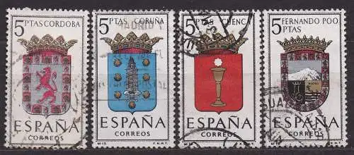 Spanien, Mi-Nr. 1378, 1383, 1394 + 1399 gest., Wappen der Provinzen