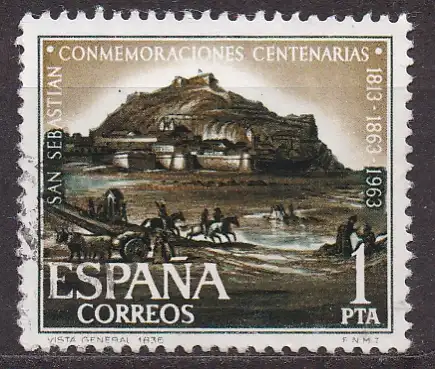 Spanien, Mi-Nr. 1077 gest., 150. Jahrestag des Beginns des Wiederaufbaus der Stadt San Sebastian