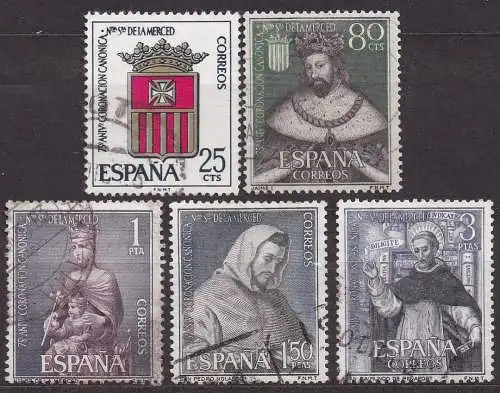 Spanien, Mi-Nr. 1413 - 1417 gest., kompl., 75. Jahrestag der Krönung der Muttergottes-Statue von Barcelona