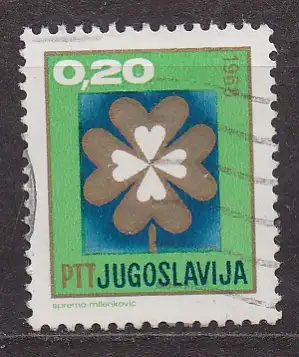 Jugoslawien, Mi-Nr. 1254 gest., Glücksklee