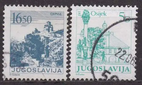 Jugoslawien, Mi-Nr. 1995 + 1998 gest., Sehenswürdigkeiten
