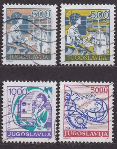 Jugoslawien, Mi-Nr. 2272, 2281, 2287 + 2327 gest., Postdienst