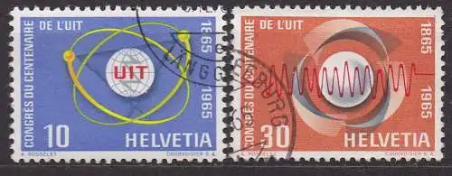 Schweiz, Mi-Nr. 823 - 824 gest., kompl., 100 Jahre Internationale Fernmeldeunion