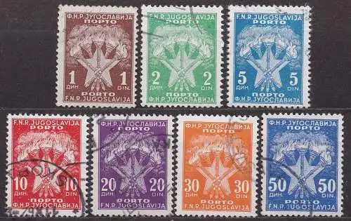 Jugoslawien, Portomarke Mi-Nr. 100, 101, 102, 103, 104, 105 + 106 gest., Thronfolger Alexander