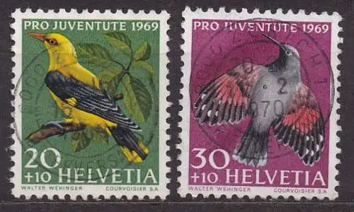 Schweiz, Mi-Nr. 915 + 916 gest., Pro Juventute 1969: Pirol + Mauerläufer
