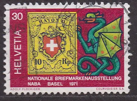 Schweiz, Mi-Nr. 943 gest., Jahresereignisse 1971 (I): Nationale Briefmarkenausstellung NABA