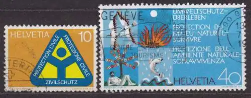 Schweiz, Mi-Nr. 975 + 978 gest., Jahresereignisse 1972 (II)