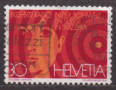 Schweiz, Mi-Nr. 966 gest., Jahresereignisse 1972 (I): 50 Jahre Radio in der Schweiz