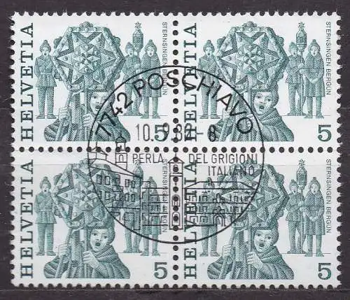 Schweiz, Mi-Nr. 1100 gest., 4´er-Block, Volksbräuche