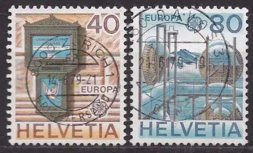 Schweiz, Mi-Nr. 1154 - 1155 gest., kompl., Europa CEPT 1979: Geschichte des Post- und Fernmeldewesens