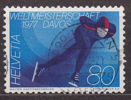 Schweiz, Mi-Nr. 1082 gest., Jahresereignisse 1976 (II): Weltmeisterschaften im Eisschnelllaufen der Herren