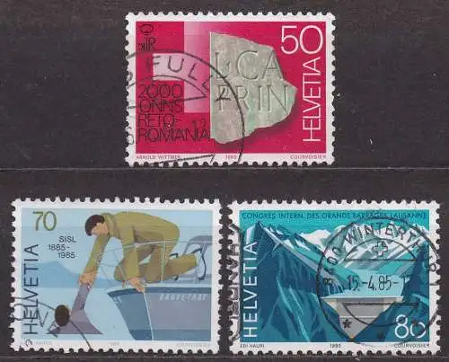 Schweiz, Mi-Nr. 1291, 1292 + 1293 gest., Jahresereignisse 1985 (I)