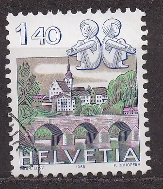 Schweiz, Mi-Nr. 1314 gest., Tierkreiszeichen und Landschaften