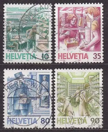 Schweiz, Mi-Nr. 1322, 1324, 1325 + 1326 gest., Postbeförderung