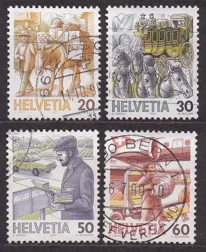 Schweiz, Mi-Nr. 1340, 1341, 1343 + 1344 gest., Postbeförderung