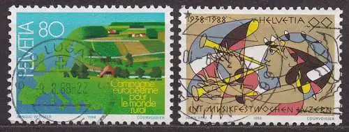 Schweiz, Mi-Nr. 1367 + 1368 gest., Jahresereignisse 1988 (I)