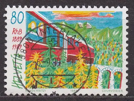 Schweiz, Mi-Nr. 1388 gest., Jahresereignisse 1989 (I): 100 Jahre Rhätische Bahn