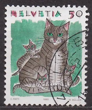 Schweiz, Mi-Nr. 1414 gest., Hauskatze