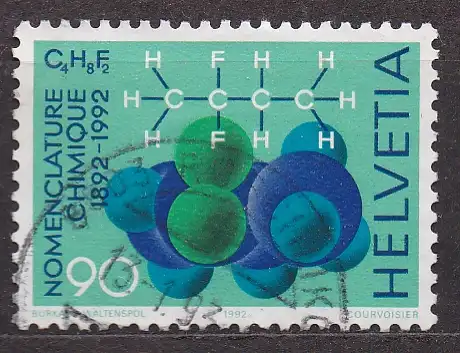 Schweiz, Mi-Nr. 1467 gest., Jahresereignisse 1992 (I): 100 Jahre Intern. Chemie-Nomenklatur-Konferenz