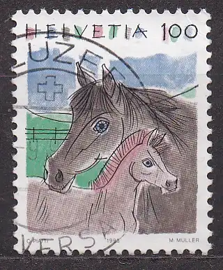 Schweiz, Mi-Nr. 1491 gest., Pferde
