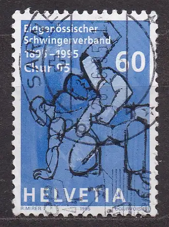 Schweiz, Mi-Nr. 1540 gest., Jahresereignisse 1995 (I): 100 Jahre Eidgenössischer Schwingerverband