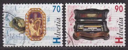 Schweiz, Mi-Nr. 1585 + 1586 gest., Musikdosen und -automaten