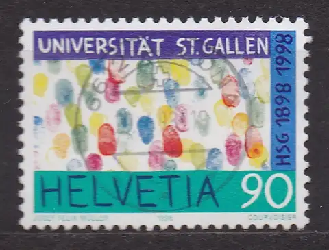 Schweiz, Mi-Nr. 1642 gest., Jahresereignisse 1998 (I): 100 Jahre Universität St. Gallen