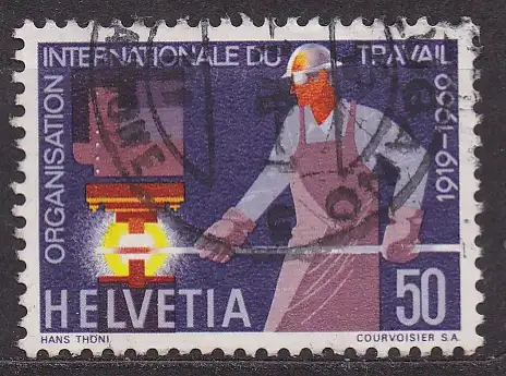 Schweiz, Mi-Nr. 913 gest., Jahresereignisse 1969 (II): 50 Jahre Intern. Arbeitsorganisation
