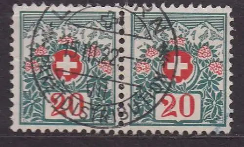 Schweiz, Portomarken Mi-Nr. 34 gest., waagerechtes Paar, Wappen