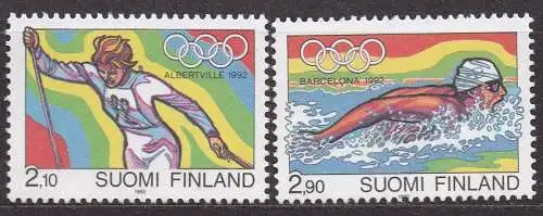 Finnland, Mi-Nr. 1161 - 1162 **, kompl., Olympische Spiele Albertville und Barcelona