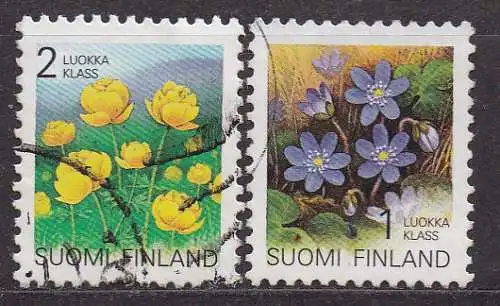 Finnland, Mi-Nr. 1163 + 1164 gest., Pflanzen: Trollblume + Leberblümchen