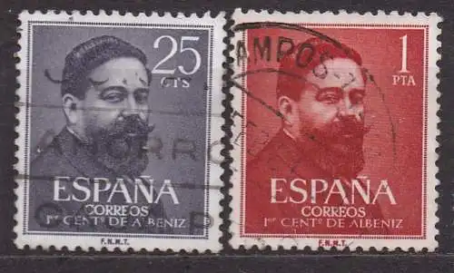 Spanien, Mi-Nr. 1215 - 1216 gest., kompl., 100. Geburtstag von Isaac Albéniz